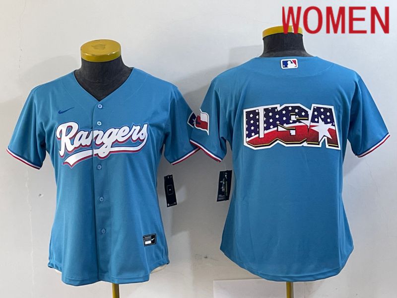 Women Texas Rangers Blank Blue Game Nike 2024 MLB Jersey style 1->->Women Jersey